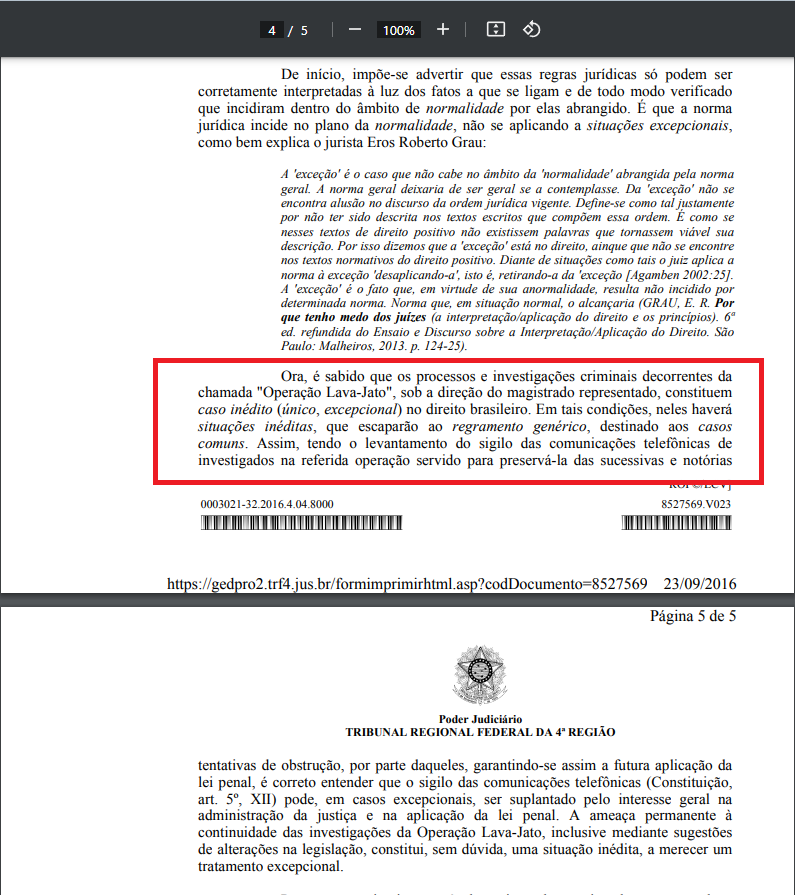 Em Decis O Por Escrito O Trf Instaurou Uma Ditadura Judicial Em