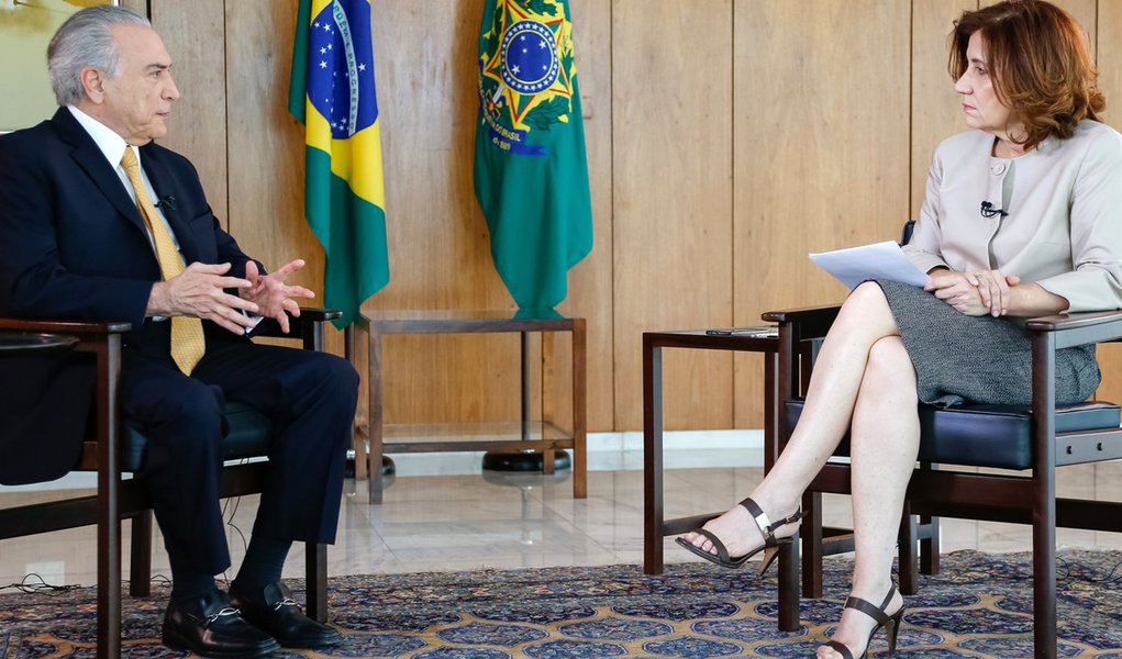 Brasília - DF, 13/10/2016. Presidente Michel Temer durante entrevista para Miriam Leitão da Globo News. Foto: Marcos Corrêa/PR