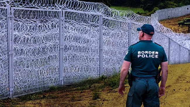 Cercas de arame farpado contra a entrada de refugiados na Bulgária