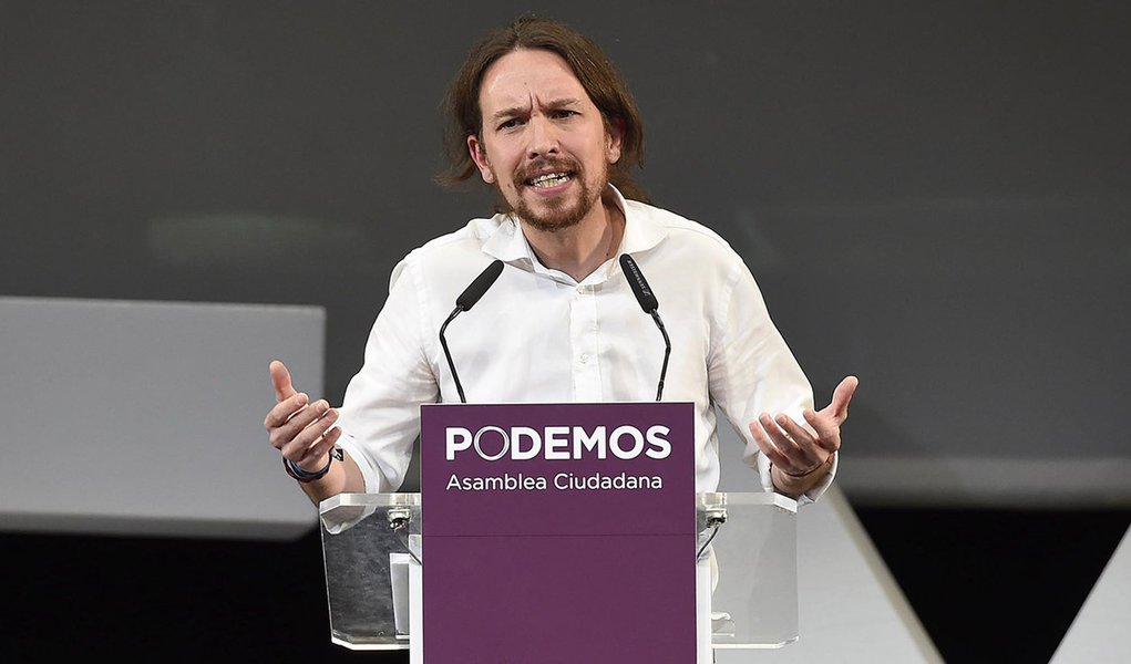 EL POLITICO PABLO IGLESIAS DURANTE EL ACTO DE CLAUSURA DE LA ASAMBLEA CIUDADANA DE PODEMOS 15/11/2014 MADRID