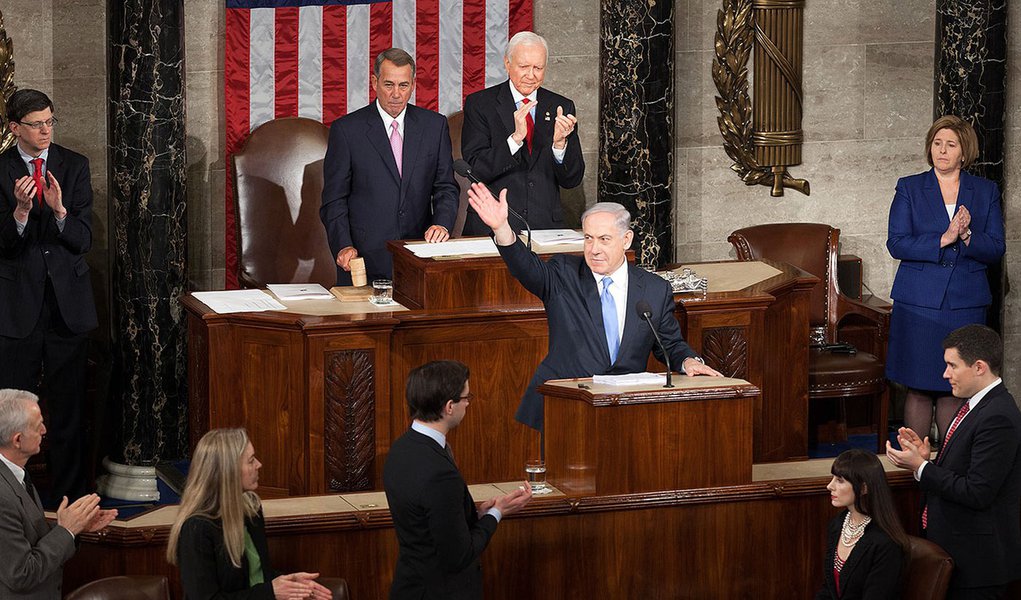 Prime Minister Benjamin Netanyahu of Israel concludes his third address before a joint meeting of Congress and reaffirms the strong bonds between Israel and the United States. 
March 3, 2015. (Official Photo by Caleb Smith)