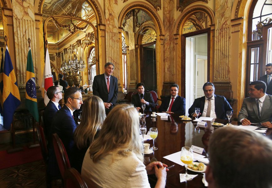 Ministro,  Embaixador da Suécia e comitiva, visitam o governador Fernando Pimentel.
22-04-2015- Palácio da Liberdade.
Foto: Manoel Marques/imprensa-MG