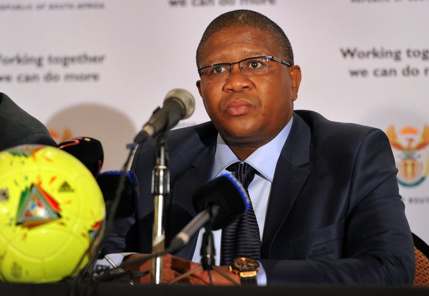 Minister of Sports Fikile Mbalula addressing a press conference on the opening match between Bafana Bafana and Cape Verde, held at the Sandton Sun in Johannesburg. 20/01/2013, Elmond Jiyane