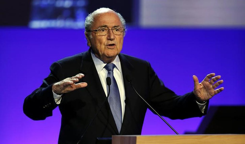 Presidente da Fifa, Joseph Blatter, discursa durante o 65Âº Congresso da Fifa em SÃ£o Paulo. 09/09/2014 REUTERS/Paulo Whitaker