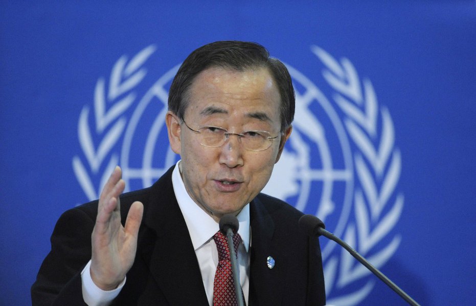 Alemanha, Berlim, Berlim,  04/02/2011. O secret�rio-geral da Organiza��o das Na��es Unidas (ONU) Ban Ki-moon, discursa sobre "As Na��es Unidas no mundp moderno" na universidade Humboldt em Berlim, Alemanha.   - Cr�dito:STEFFI LOOS/ASSOCIATED PRESS/AE/Codi