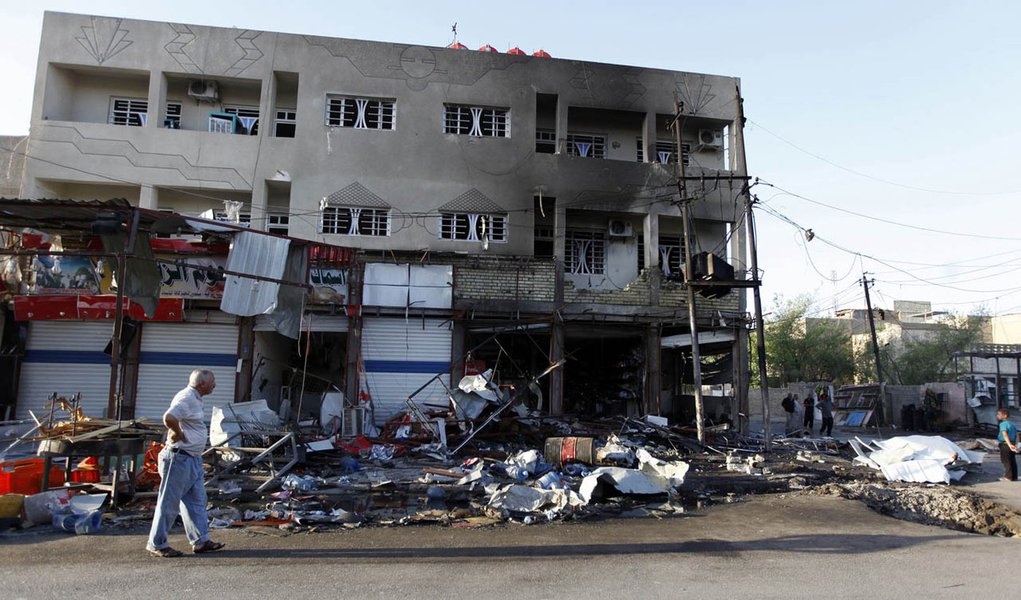 Local da explosÃ£o de carro-bomba em BagdÃ¡. 07/08/2014 REUTERS/Ahmed Saad