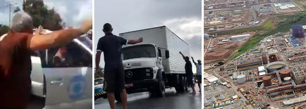 Uma equipe de reportagem da TV Globo em Pernambuco foi expulsa a gritos de "fora" por caminhoneiros em greve no Porto de Suape nesta sexta-feira 25; assista