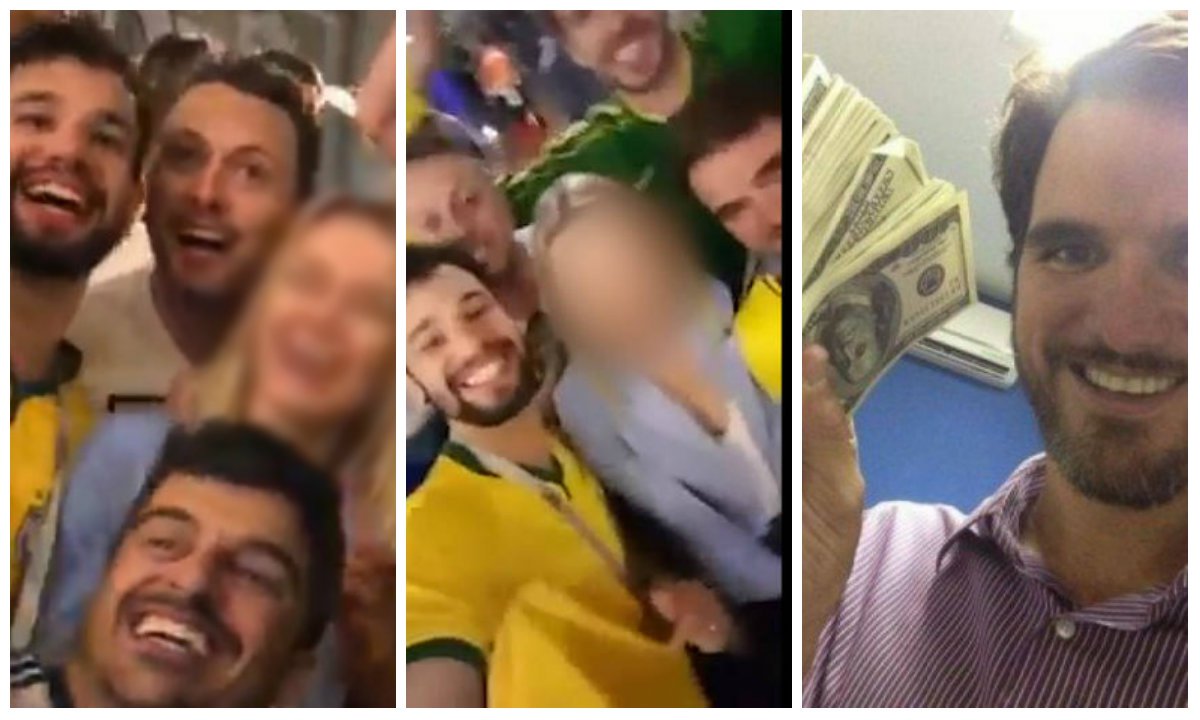 Advogado e ex-secretário de Turismo de Ipojuca (PE) Diego Valença Jatobá em vídeo onde constrange mulher na Copa da Rússia e com maço de dólares