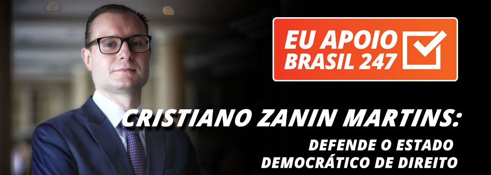 O advogado Cristiano Zanin Martins, que defende o ex-presidente Luiz Inácio Lula da Silva, apoia a campanha de assinaturas solidárias do 247. "É muito importante a participação da mídia alternativa na democratização da notícia e na defesa do estado democrático de direito", diz ele