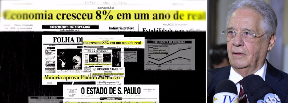 O ex-presidente Fernando Henrique Cardoso ajudou a elaborar a propaganda em que o PSDB diz fazer uma autocrítica e que acabou rachando o partido; o cacique tucano é quem teria trocado o termo "presidencialismo de coalização" para "cooptação", a fim de fazer uma crítica ao governo Temer