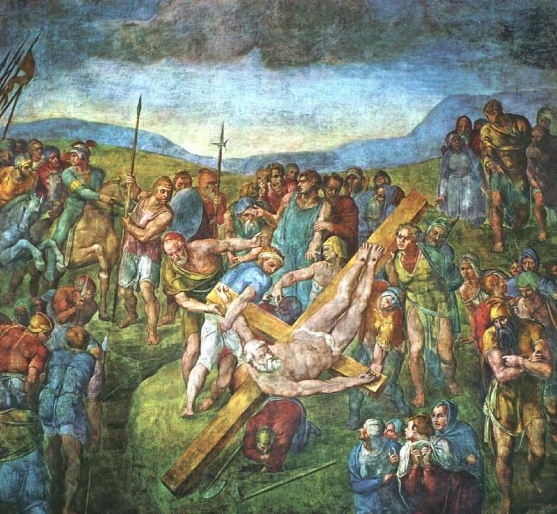 Imagem Crucificação de São Pedro, Michelangelo - imagem para artigo de Cássio Vilela Prado