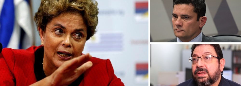 Presidente eleita Dilma Rousseff, deposta pelo golpe parlamentar de 2016, se manifestou sobre a condução coercitiva do advogado e blogueiro Eduardo Guimarães pela Polícia Federal nesta terça-feira, 21; Dilma disse que recebeu a notícia com apreensão e classificou como "grave"; "A ele foi pedido que revelasse suas fontes. O episódio é grave. Ameaça a liberdade de imprensa e de expressão, garantidas pela Constituição", disse Dilma. "Sou solidária a Eduardo porque sei como é duro ter de se explicar por pensar e escrever", completou a presidente deposta; ação autorizada pelo juiz Sérgio Moro está sendo encarada por vários jornalistas, juristas e políticos como uma clara ação de autoritarismo e vingança pessoal