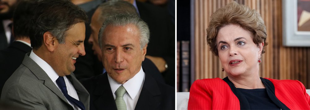 Comandado pelo senador Aécio Neves (PSDB-MG), principal coveiro da democracia brasileira, o PSDB, que ingressou com a ação no Tribunal Superior Eleitoral para cassar a chapa Dilma-Temer, apresentou suas alegações finais; no documento, que é um elogio à malandragem, o PSDB pede que a presidente eleita Dilma Rousseff seja condenada, mas isenta Michel Temer; o motivo é óbvio: como sócio do golpe, o PSDB levou vários ministérios, como Itamaraty, Cidades e a secretaria-geral da Presidência, e algumas das principais estatais, como a Petrobras; ou seja: os tucanos agora querem convencer o TSE a mudar sua jurisprudência para dividir a chapa, condenando Dilma e salvando Temer; no entanto, os dois que aparecem pedindo dinheiro no próprio processo do TSE são Aécio e Temer