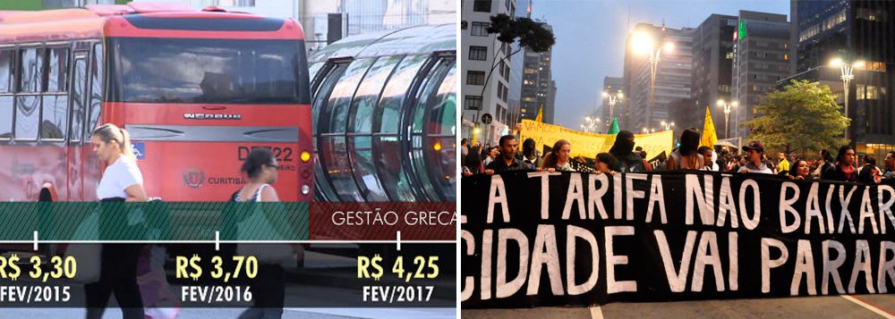 Das 27 capitais brasileiras, 14 já fizeram reajustes no preço das passagens dos ônibus urbanos; todas elas acima da inflação medida nos últimos 12 meses, 6,29%; entre elas está o aumento que passou a vigorar nesta segunda-feira, 6, em Curitiba, de 15%, que fez a tarifa subir de R$ 3,70 para R$ 4,25; "Não se registraram os protestos dos 'jornadeiros' de 2013, que simbolizaram o início da crise política com seu 'não são apenas 20 centavos'", diz o jornalista Fernando Brito