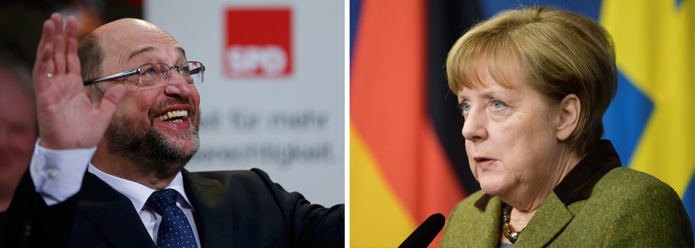 Partido Social-Democrata da Alemanha (SPD) ultrapassou os conservadores da chanceler Angela Merkel em pesquisa realizada pela Infratest pela primeira vez desde outubro de 2006, a poucos meses da eleição federal de setembro; pesquisa colocou o SPD, que ganhou força após nomear o ex-presidente do Parlamento Europeu Martin Schulz como candidato, com 32%, enquanto o bloco conservador de Merkel teria 31%