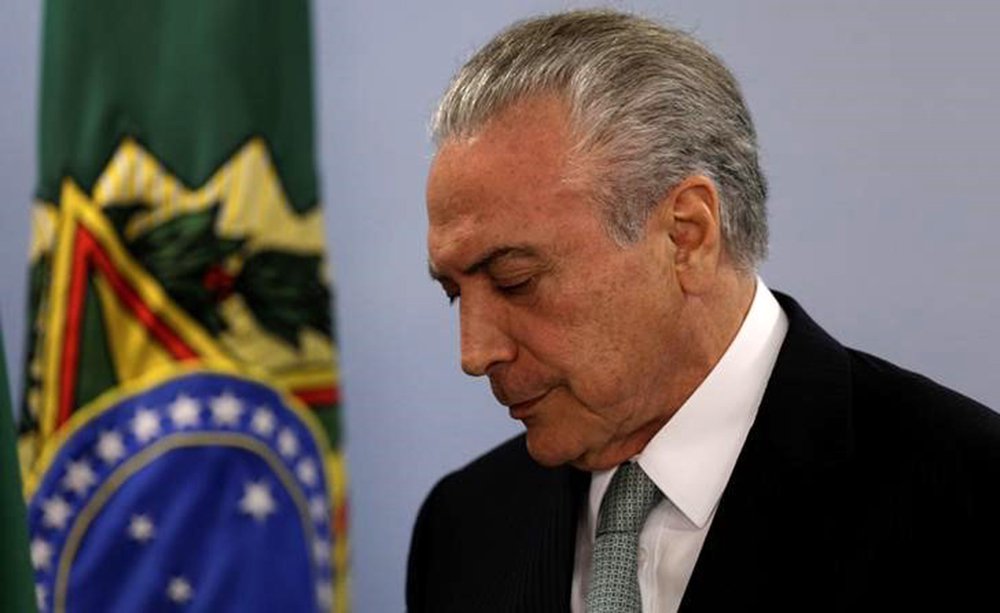 Presidente Michel Temer durante pronunciamento no Palácio do Planalto em Brasília 18/05/2017 REUTERS/Ueslei Marcelino