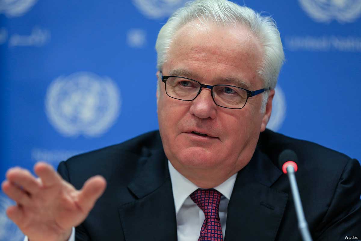 O representante permanente da Rússia na ONU, Vitali Churkin, respondeu ao seu homólogo britânico, Matthew Rycroft, e a norte-americana Nikki Haley, que reiterou suas acusações contra a Rússia por causa da crise na Ucrânia; ele também destacou a postura do próprio Reino Unido ao julgar o "retorno" de qualquer território.