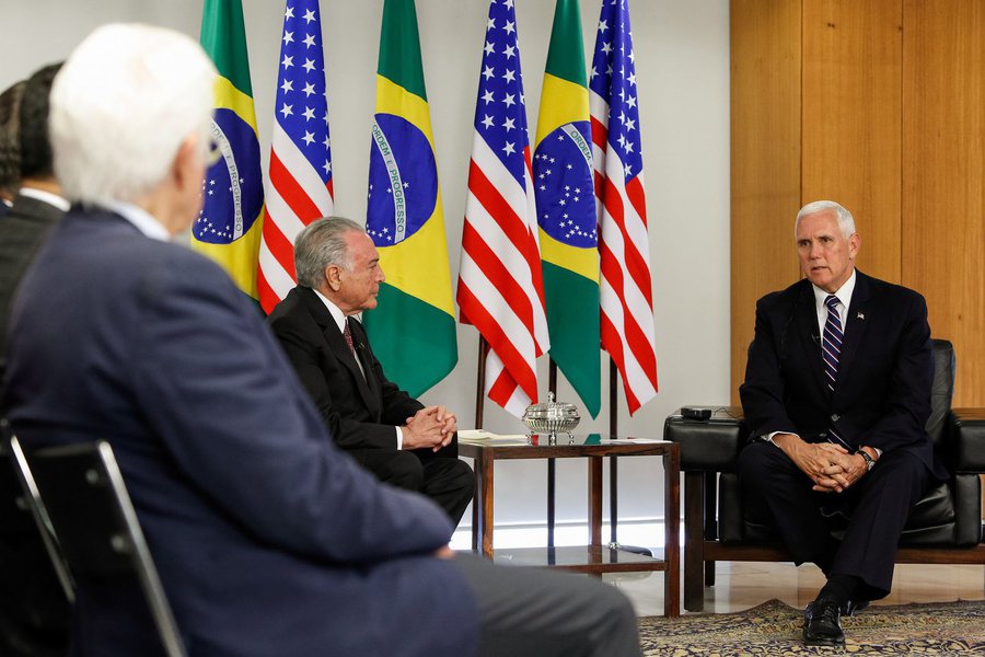 (Brasília - DF, 26/06/2018) Visita do Vice-Presidente dos Estados Unidos, Mike Pence. em visita ao Brasil é recebido por Michel Temer