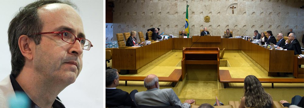 "Há gente querendo cassar Dilma? Nem precisa! O STF já cassou. E, com ela, mandou para o buraco o mandato de 27 governadores, de 513 deputados, de 81 senadores, de 5.570 prefeitos, de quase 60 mil vereadores e de todos os deputados estaduais", diz o blogueiro Reinaldo Azevedo; segundo ele; todos os políticos eleitos com doações privadas perderam legitimidade; "Nessas horas, eu realmente sinto vergonha de também ser bípede e não ter nem penas nem bico"
