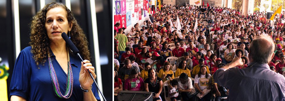 Lançado em Minas com apoio de entidades como CUT, UNE, MST, FUP e Via Campesina, além de partidos como PT, PCdoB e parte do PDT, movimento surge para confrontar pauta conservadora “imposta ao país”; Frente se impõe o desafio de enfrentar a intolerância e o fascismo com uma agenda política que mostre um caminho para o Brasil, além de defender o mandato da presidente Dilma Rousseff (PT); segundo a deputada federal Jandira Fegali (PCdoB-RJ), o movimento expressa o desejo de sair da defensiva e ir para a ofensiva com uma agenda, uma plataforma, uma visão desenvolvimentista de Brasil; em discurso, João Pedro Stédile, do MST, disse que a direita tenta dar mais um golpe contra a sociedade, apoiando o impeachment; queixou-se, porém, que a política econômica aplicada não foi a prometida na campanha