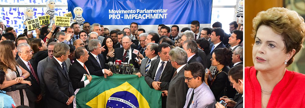 Deputados de vários partidos lançaram nesta manhã um site para reunir assinaturas virtuais em defesa da saída da presidente Dilma Rousseff do poder, o Movimento Parlamentar Pró-Impeachment; encabeçada por líderes da oposição, como Carlos Sampaio (PSDB), Roberto Freire (PPS) e Mendonça Filho (DEM), a frente se baseia em pedido de impeachment apresentado pelo advogado e um dos fundadores do PT Hélio Bicudo e cobra do presidente da Câmara, Eduardo Cunha (PMDB-RJ), que coloque os pedidos em andamento; "O Brasil não suporta mais três anos e meio de Dilma", protestou Sampaio; ministro da Justiça, José Eduardo Cardozo, classificou ontem o movimento de "inconstitucional"