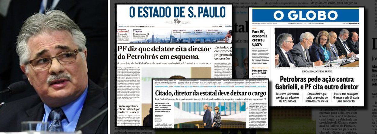 Citado na Operação Lava Jato por erro da Polícia Federal, o atual diretor de abastecimento da Petrobras, José Carlos Cosenza foi massacrado; ganhou as manchetes principais do Estado de S. Paulo e de O Globo e, nesta quarta-feira, foi "demitido" pela Folha de S. Paulo; agora, um delegado assume que o nome dele foi incluído na operação por erro; é o mesmo delegado que, nas redes sociais, havia chamado o ex-presidente Lula de "anta"; qual é a reparação justa para José Carlos Cosenza? 