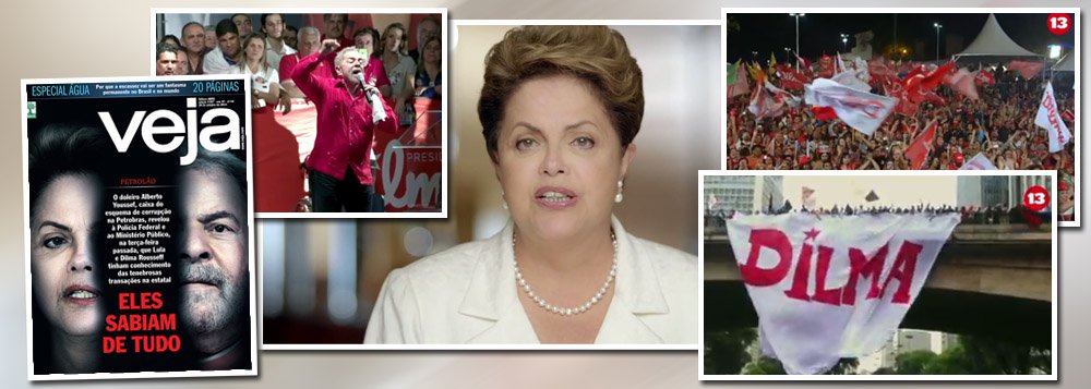 Em pronunciamento no horário eleitoral do PT nesta sexta-feira 24, presidente Dilma Rousseff anuncia que abrirá processo contra a revista Veja, do Grupo Abril; "O povo vai responder a Veja e seus cúmplices nas urnas", afirmou; ela disse que "a consciência livre da Nação não pode aceitar que mais uma vez se divulguem falsas denúncias no meio de um processo eleitoral"; e completou: "Eu darei a minha resposta a eles na Justiça"; petista chama de "barbaridade", "absurdo" e "crime" a denúncia "sem provas" de que ela e o ex-presidente Lula tinham conhecimento do esquema de corrupção na Petrobras; "Veja vai fracassar no seu intento criminoso"; assista