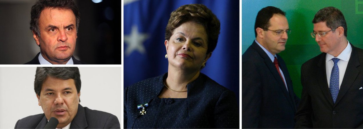 A oposição criticou a nova equipe econômica do governo Dilma Rousseff, anunciada nesta quinta (27); o senador Aécio Neves (PSDB) considerou a escolha uma tentativa de acalmar o mercado financeiro; no entanto, avalia Aécio, outras manobras fiscais da presidente acabam levando o país ao descrédito, caso da tentativa de rever a meta de superávit para este ano; o líder do DEM na Câmara, Mendonça Filho considerou que as escolhas de Dilma representam o oposto do que ela prometeu ao longo da campanha eleitoral