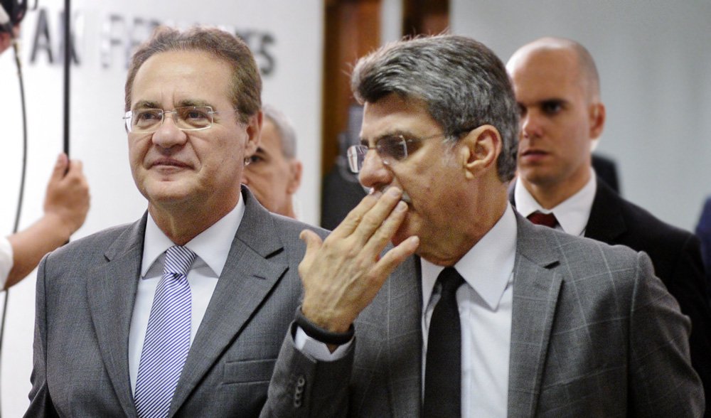 (E/D): senador Renan Calheiros (PMDB-AL); senador Romero Jucá (PMDB-RR). Foto: Edilson Rodrigues/Agência Senado