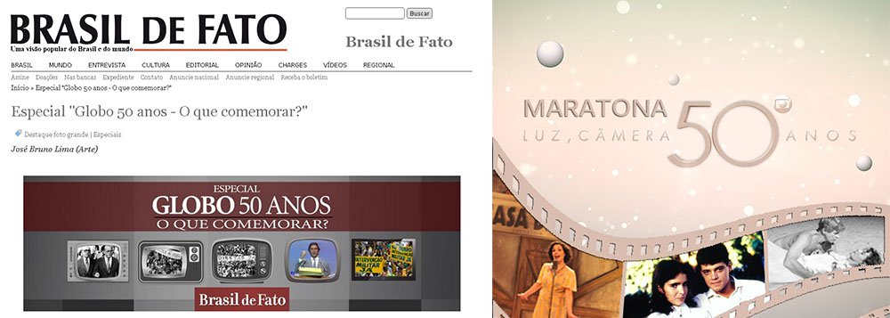 Jornal Brasil de Fato busca tratar as "comemorações" do aniversário da Globo e sua relação com a falta de democracia e diversidade da comunicação no país