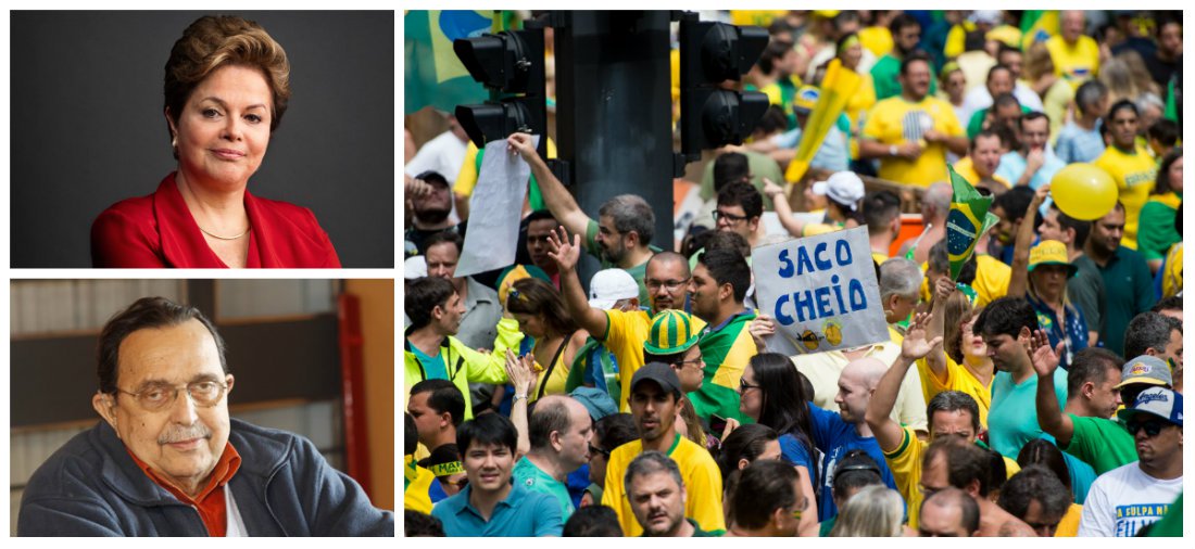 Ex-marido da presidente Dilma Rousseff, advogado Carlos Araújo afirma que, apesar da crise, defesa do impeachment “está se esvaindo”; “Antes a Globo defendia, a Folha defendia. O Aécio Neves era o maior defensor. Daqui a pouco começaram a recuar. Eles estão seguindo o que o FHC falou. Eles sabem que não levam a nada, quem vai assumir, o Temer?”, disse; ele afirma que o que motivou as pessoas a saírem as ruas no dia 15 de março foi “uma inclinação justa contra a corrupção e o temor de perder conquistas”; apresar da pressão, diz que Dilma é corajosa e está muito lúcida: “A vida preparou ela”; e o “regime a fez muito bem”