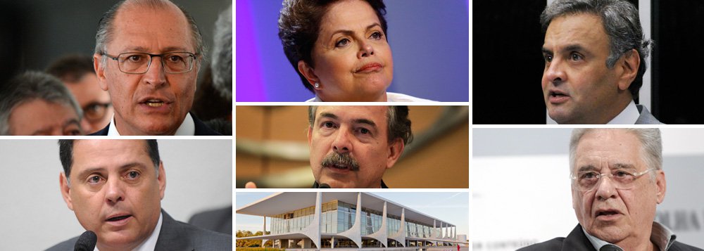 Palácio do Planalto em dúvida sobre qual é o partido dos tucanos que vale; o dos govenadores Geraldo Alckmin, de São Paulo, e Marconi Perillo, de Goiás, ou o do ex-candidato Aécio Neves e do ex-presidente Fernando Henrique; executivos estaduais já buscam parcerias com presidente Dilma Rousseff para obras e convênios; "Governo não faz oposição a governo", definiu o experiente Perillo; "O pessimismo total não é verdade", assinalou Alckmin em Nova York; "Dilma deveria devolver o mandato", radicaliza, enquanto isso, Aécio; "Ela está quebrando o Brasil", crava FHC; "Como já ocorre com alguns setores do partido, o PSDB deveria descer do palanque", lembra o ministro Aloizio Mercadante