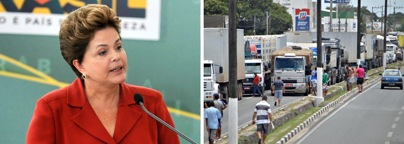 Depois de o governo constatar redução das manifestações de caminhoneiros que bloqueiam rodovias federais, a presidente Dilma Rousseff sancionou hoje (2) a Lei dos Caminhoneiros; a sanção da lei faz parte das propostas apresentadas pelo governo no dia 26 de fevereiro, durante reunião para acabar com os protestos; o governo se comprometeu a sancionar a lei, sem vetos, e prorrogar por 12 meses o pagamento de caminhões por meio do Programa Procaminhoneiro