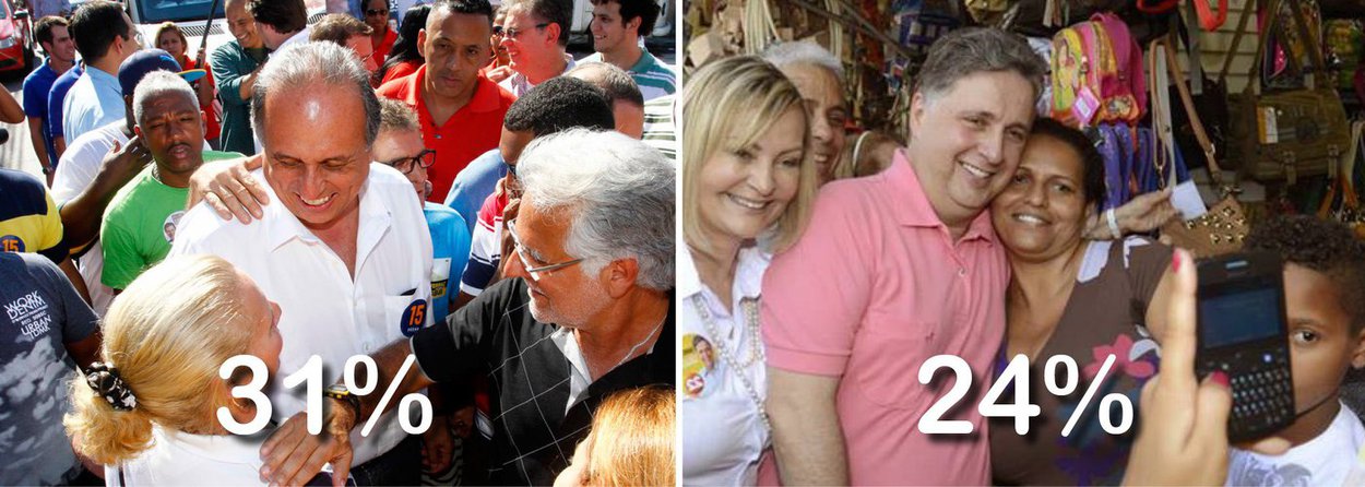 Governador Luiz Fernando Pezão tem 31%, contra 24% do deputado e ex-governador Anthony Garotinho; os dois devem se enfrentar no segundo turno; na simulação do Ibope, Pezão teria 46% e Garotinho 31%