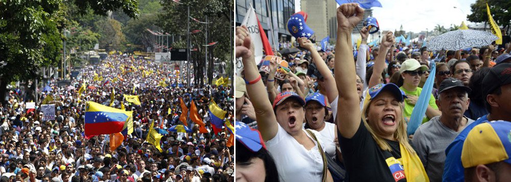Milhares de venezuelanos saíram pelas ruas de Caracas ao longo deste sábado (28) em apoio ao governo do presidente Nicolás Maduro; batizada de "marcha pela soberania e contra o imperialismo, o ato foi organizado após Maduro denunciar que uma nova tentativa de golpe de estado contra o seu governo havia sido desbaratada