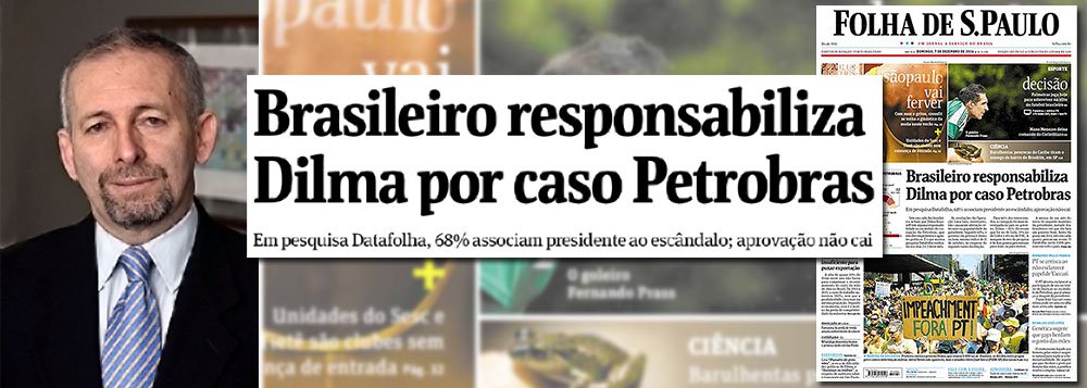"A edição distorce os números. A manchete do jornal diz o seguinte: 'Brasileiro responsabiliza Dilma por caso Petrobras'. No entanto, a reportagem interna especifica que 48% concordam em que a presidente tem 'muita responsabilidade' e 25% acreditam que ela tem 'alguma responsabilidade' no escândalo. Paralelamente, 46% acham que o atual governo foi o que mais investigou casos de corrupção, no período da redemocratização, e 40% entendem que foi no governo de Dilma Rousseff que houve mais punição a corruptos", diz Luciano Martins Costa, do Observatório da Imprensa