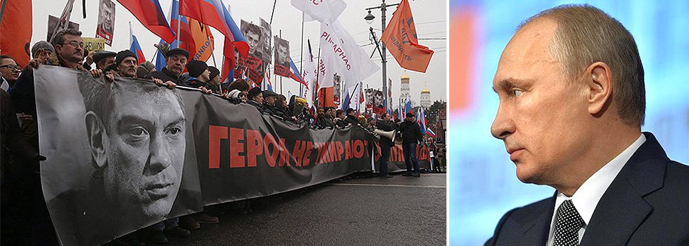 O presidente russo, Vladimir Putin, disse nesta quarta-feira que o assassinato do crítico ao Kremlin Boris Nemtsov foi uma tragédia vergonhosa carregada por um pretexto político; "A atenção mais séria deve ser levada aos crimes de alto perfil, incluindo os que possuem contextos políticos. A Rússia deve ficar isenta pelo menos do tipo de vergonha e tragédia que sofremos e vimos recentemente", disse; Nemtsov, ex-vice-premiê, foi morto a tiros nos arredores da Praça Vermelha