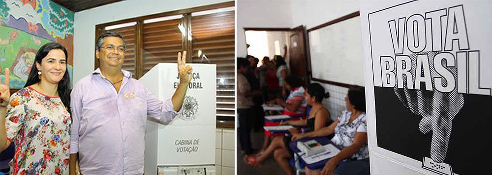 Com 99% das urnas apuradas, o candidato ao governo do Maranhão Flávio Dino (PC do B) lidera a disputa, com 63,57% dos votos válidos; em segundo lugar vem o peemedebista Edison Lobão Filho, com 33,64%