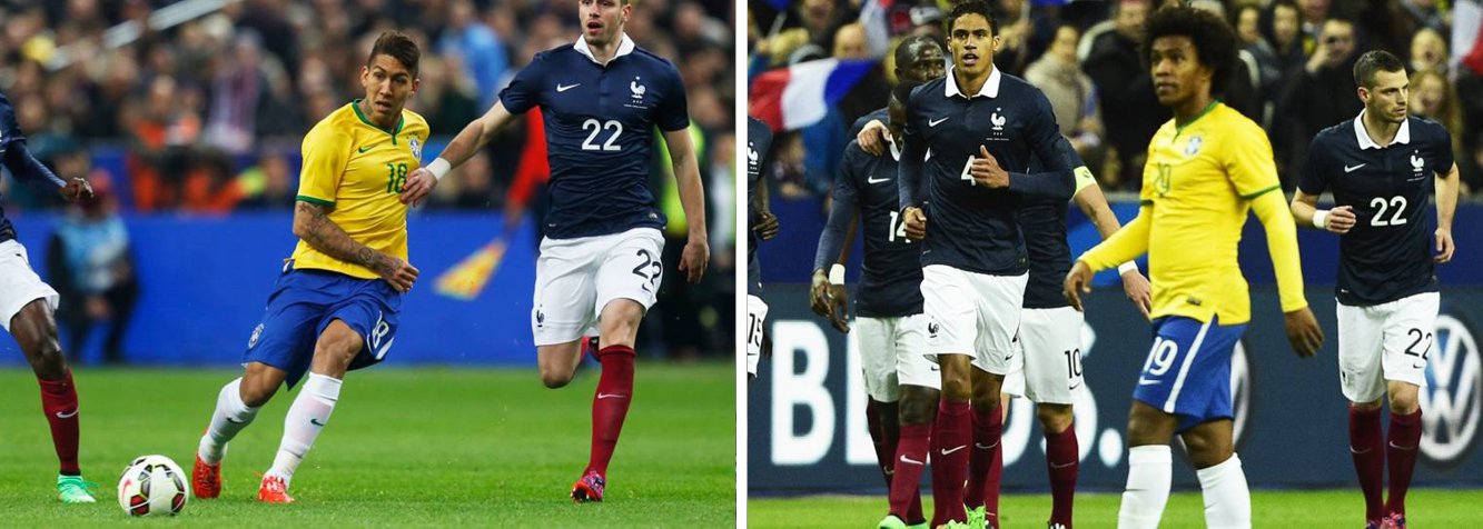 Com gols de Oscar, Neymar e Luiz Gustavo, a seleção brasileira derrotou a França por 3 a 1 no Stade de France; é a sétima vitória do treinador Dunga em sete partidas