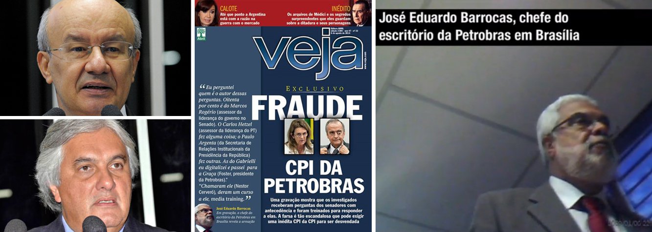 Acusados pelo PSDB de tramar uma "farsa" na CPMI da Petrobras, os senadores José Pimentel (PT-CE) e Delcídio Amaral (PT-MS) reagiram com indignação; Pimentel afirmou que irá apresentar um requerimento para que Veja apresente a íntegra do vídeo gravado com uma caneta; "O objetivo é contribuir com o trabalho da comissão de apuração", disse ele; Delcídio fez ainda uma defesa da própria Petrobras; "Independentemente dos fatos, até por uma questão de convicção e coerência, continuarei sendo um defensor empedernido da Petrobras e do seu competente corpo técnico", afirmou