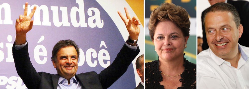 Pré-candidato do PSDB a presidente, senador afirma que dados da última pesquisa Ibope, divulgados nesta quinta-feira, "confirmam, com algum atraso, o crescimento da nossa candidatura já apontado por todos os outros institutos" e "também o crescimento do conjunto das oposições"; mostra apontou vitória da presidente Dilma Rousseff em primeiro turno, com 40% das intenções de voto, crescimento de Aécio Neves de 14% para 20% e de Eduardo Campos, do PSB, de 6% para 11% entre abril e maio