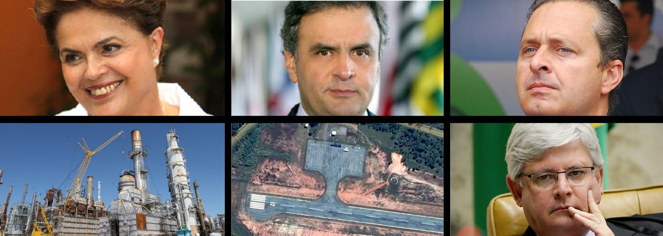 No sobe e desce da eleição, presidente sai por cima em caso da compra da refinaria de Pasadena, que consumiu rios de tinta da mídia tradicional; senador tucano é surpreendido por denúncia de aeroporto feito em fazenda de seu tio-avô, em Cláudio, Minas; ex-governador de Pernambuco sofre com investigação da PGR sobre relação entre o PSB e o Pros, sob suspeição de propina; TCU isentou Dilma Rousseff por negócio feito por diretores da Petrobras; Aécio Neves se bate para explicar plenamente decisão tomada como governador de Minas Gerais; Eduardo Campos experimenta revés em seus domínios; mudanças contínuas