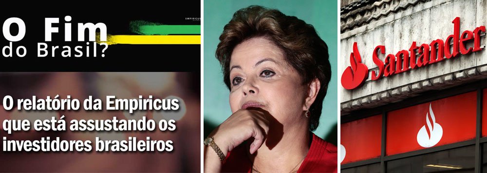 Depois da trapalhada do Santander, que previu uma tragédia econômica em caso de reeleição da presidente Dilma Rousseff e em seguida pediu desculpas, o QG da campanha petista comemorou neste domingo uma nova vitória; por decisão da Justiça Eleitoral serão retiradas do ar, pelo Google, todas as peças publicitárias da empresa de análise de ações Empiricus Research; os anúncios, que se alastravam pela internet, tinham slogans polêmicos; "como se proteger da Dilma", era um deles; "o fim do Brasil", é outro; para o PT, as peças publicitárias faziam parte de uma estratégia de "terrorismo econômico"