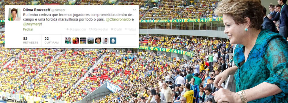 Com descontração, presidente Dilma Rousseff troca mensagens com Ronaldo e Neymar pelo Twitter sobre o sorteio da Copa do Mundo, que acontece nesta sexta-feira na Bahia; "Eu tenho certeza que teremos jogadores comprometidos dentro de campo e uma torcida maravilhosa por todo o país", comentou Dilma