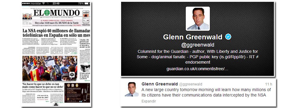 Denúncia foi feita pela jornalista Glenn Greenwald, que vive no Brasil e denunciou também a espionagem da NSA ao governo Dilma; assunto está na capa do jornal El Mundo