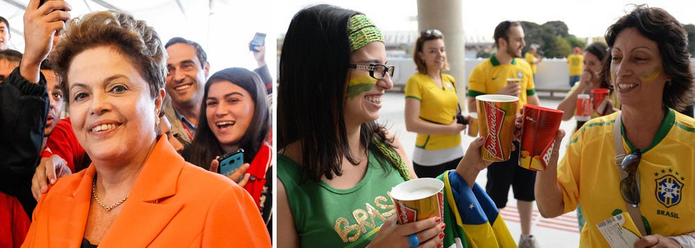 Presidente não acredita que manifestações possam empanar clima de festa na Copa do Mundo; "Eu tenho absoluta certeza que o nosso povo vai fazer como sempre fez", disse Dilma Rousseff, em Poços de Caldas (MG); "Vai juntar a comunidade, comprar uma cervejinha, ligar a televisão e assistir a Copa torcendo para a nossa seleção"; estrangeiros serão bem recebidos; "Nós somos um país de gente generosa, alegre e gentil"