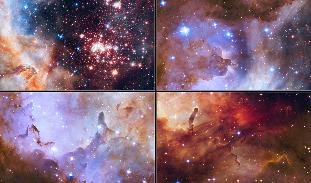 NASA e ESA-Agência Espacial Europeia comemoram neste momento o 25o aniversário do Telescópio Espacial Hubble com a publicação de imagens que mostram um dos mais extraordinários espetáculos criados pela natureza: um gigantesco cluster (aglomerado de estrelas) chamado Westerlund 2.