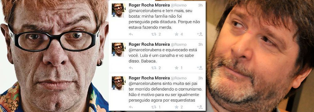 Vocalista do "Ultraje a Rigor", Roger Moreira debocha de vítimas da ditadura no Twitter em crítica a Marcelo Rubens Paiva, que teve o pai assassinado na época: "Seu bosta: minha família não foi perseguida pela ditadura. Porque não estava fazendo merda"