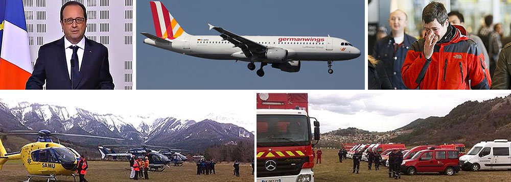Airbus A320 operado pela empresa de baixo custo Germanwings, da Lufthansa, caiu nesta terça-feira no sul da França durante voo de Barcelona para Duesseldorf; "Havia 148 pessoas a bordo. As condições do acidente, que não foram esclarecidas, nos levam a pensar que não houve sobreviventes", disse o presidente François Hollande; "O acidente aconteceu em uma zona que é particularmente difícil de chegar", completou; o rei da Espanha, Felipe 6º, também disse não acreditar que haja sobreviventes; 45 pessoas que estavam no voo teriam sobrenomes espanhóis; destroços foram encontrados; este foi o segundo grave acidente de 2015