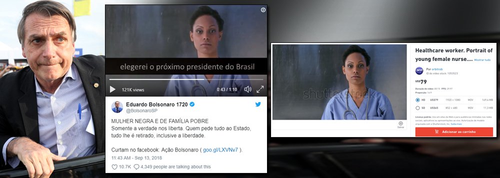 Campanha de Bolsonaro usa modelo estrangeira no papel de mulher negra e pobre